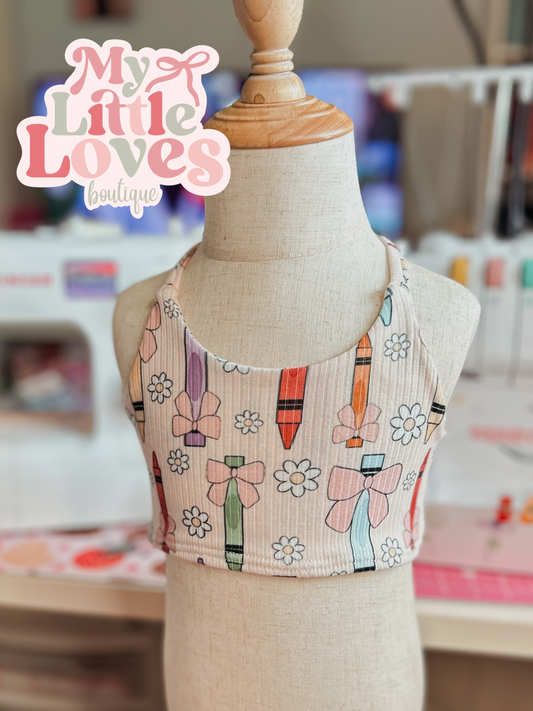 Cross back cropped halter top - 2T